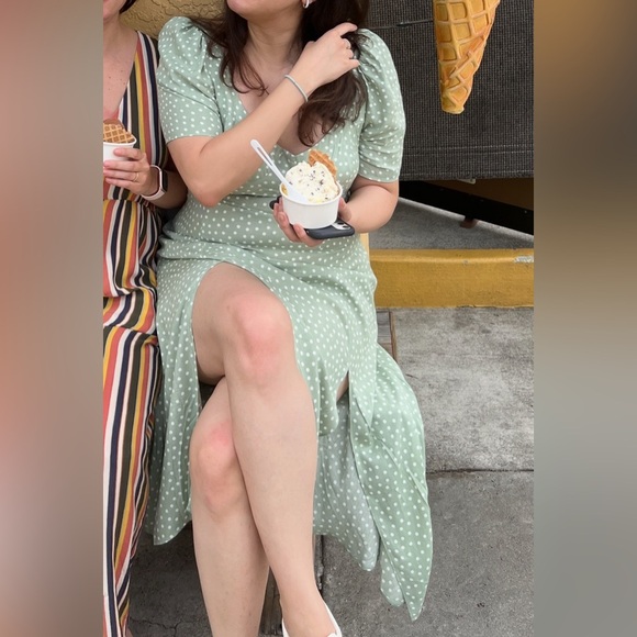 Tall cupped maxi dress with splits slits in spot polka dot - 2 color options - Picture 3 of 16